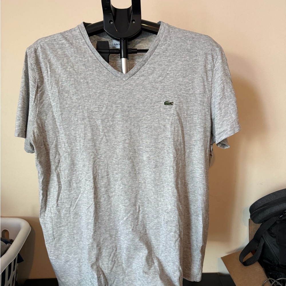 Lacoste Gray V-Neck T-Shirt